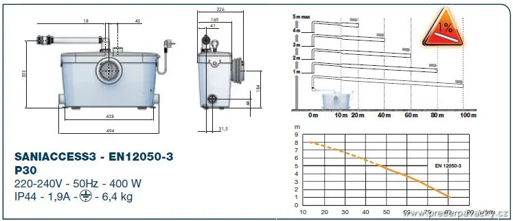 SFA Saniaccess 3 - přečerpávačka pro WC a koupelnu