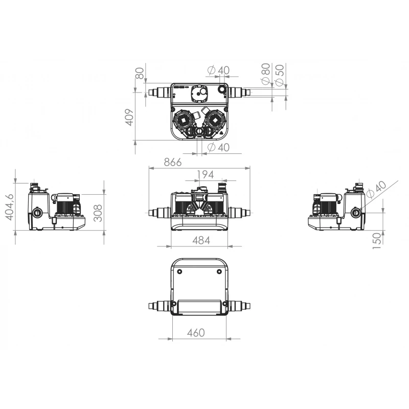SFA Sanicom 2 N - dvoumotorová přečerpávačka pro komerční prostory